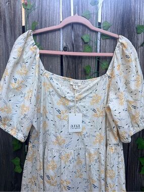 a.n.a Cream Midi Dress with Yellow Floral Print